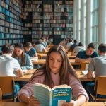 Alumnos en una institución educativa leyendo libros